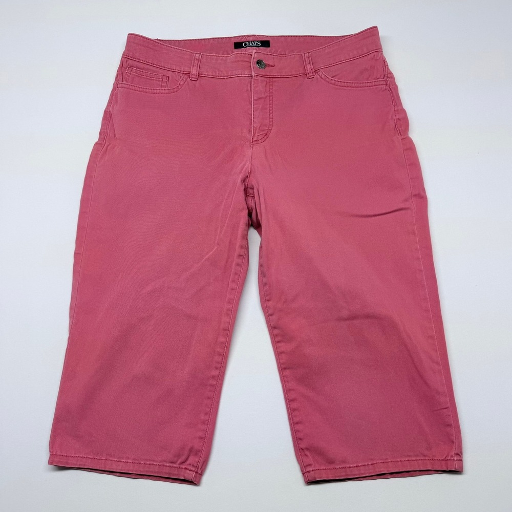 Chaps Denim Pink Capri Pants Womens 12 Stretch Cropped Mid Rise Straight Leg